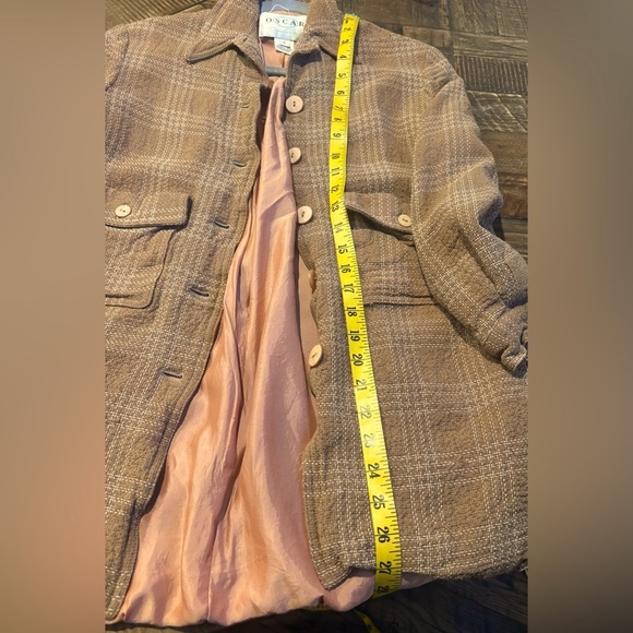 Oscar de la Renta Brown Plaid Blazer, button down in size 6 - Picture 13 of 16